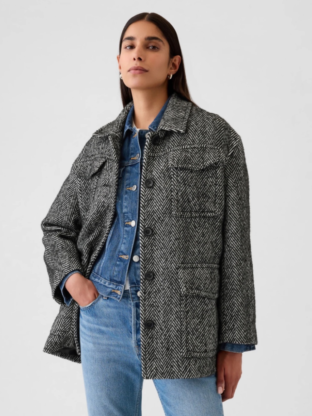 NWT Gap Herringbone Belted Utility Jacket